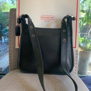 Vintage Soft Black Leather Coach Crossbody Bag